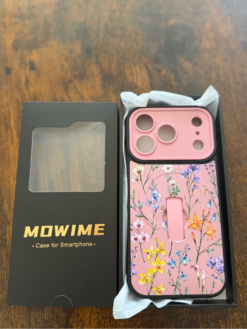 MOWIME Pink Floral Magnetic Phone Case – iPhone 17 Pro 🌸